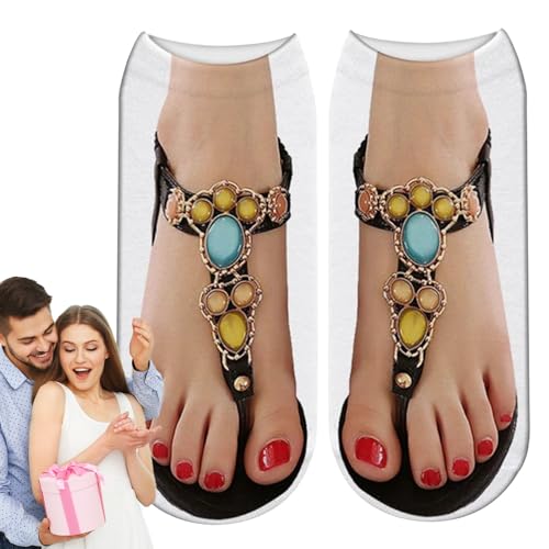 Nail Art Print Socken | Söckchen mit kreativen Slipper-Mustern,Stilvolle und auffällige Socken für Cosplay für Halloween, Aprilscherz, Weihnachtstag Luckxing von Luckxing