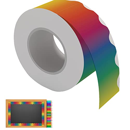 Regenbogen-Klassenzimmer-Grenze | Regenbogen-Anschlagbrett-Grenzen | 65,6 ft Gradient Rainbow Classroom Borders für Pinnwand, Schreibtischdekoration, Raumdekoration und Luckxing von Luckxing