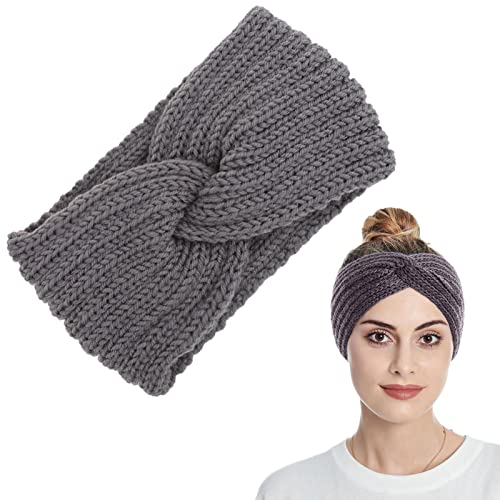 Stirnband Damen Winter - Warme Mädchen Elastisches Kopfband Damen Häkelarbeit Gestrickt Stirnbänder Stirnbänder Damen Winter Gefüttert Fleece Haarband, Elastische Kopfband Gestrickte Headband von Luckxing