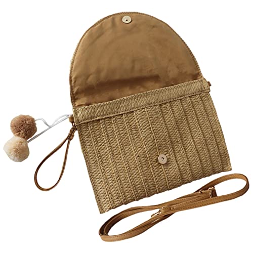 Luckxing Strohgeldbörse - Rattan-Stroh-Geldbörse - Sommer-Strand-Strohtasche mit Webverfahren für Geldbörsen, Kosmetika, Strandeinkäufe von Luckxing