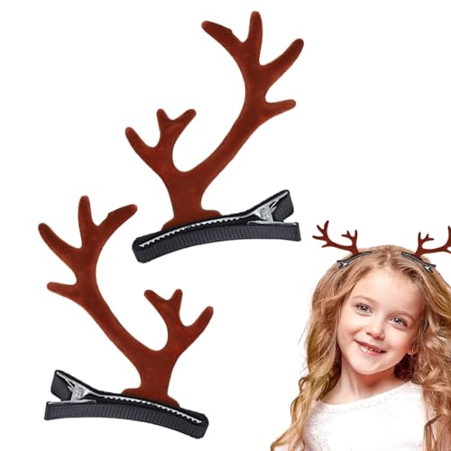 Weihnachts-Haarspangen, Weihnachts-Rentier-Haarspangen | Rentiergeweihohren Haarspangen,Geweih-Haarschmuck, Geweihohren-Haarspangen für Frauen, Mädchen, Familie, Geburtstagsgeschenk Luckxing von Luckxing