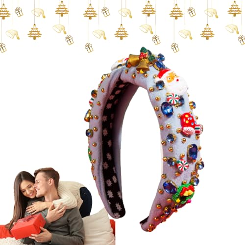 Weihnachts-Juwelen-Stirnband,Breite Weihnachtskopfbedeckung - Haarreifen, Weihnachtskostüm-Accessoires, festliches Urlaubsparty-Zubehör für Frauen, Urlaubsparty-Geschenke Luckxing von Luckxing
