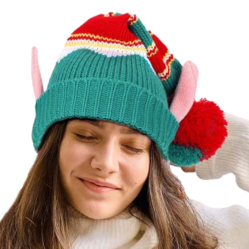 Weihnachtsmütze - Winterstrickmütze,Unisex-Weihnachtswinter-Strickmütze, Weihnachtsmütze, Mützen für kaltes Wetter, modische Totenkopf-Mützen Luckxing von Luckxing