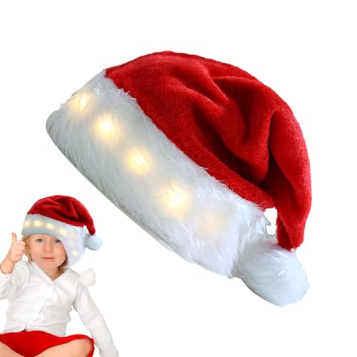 Weihnachtsmützen zum Leuchten bringen | Weihnachts-Partyhüte mit LED-Lichtern | Leuchtende Weihnachtsmützen für Erwachsene, Weihnachtsmannmützen als Party-Kostümzubehör Luckxing von Luckxing