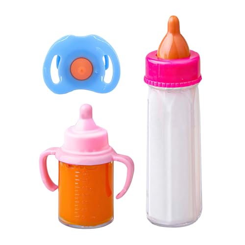 Zauberflaschen für Puppen | 3 Stück tragbare Milch-Stillflasche Puppenzubehör - Multifunktionales Rollenspiel-Fütterungsspielzeug-Set mit verschwindenden Milch- und Saftflaschen für Kinder Luckxing von Luckxing