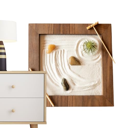 Zen-Garten-Set | Zen-Garten aus Holz - Langlebige Schreibtischdekoration, Retro-Heimdekoration, wunderschöne Zen-Garten-Accessoires für Zuhause, Zimmer, Entspannung Luckxing von Luckxing