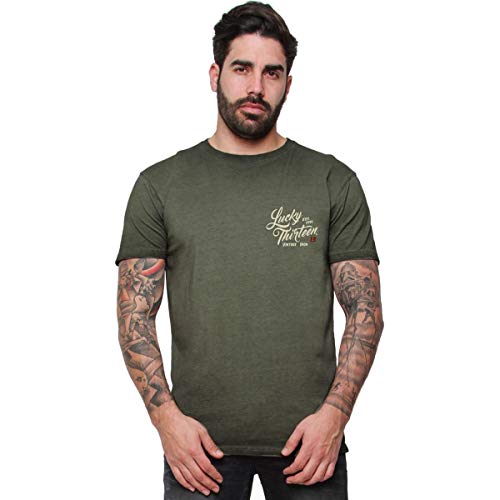 Lucky 13 Herren T-Shirt Vintage Iron, Farbe:Retro Green, Größe:2XL von Lucky 13