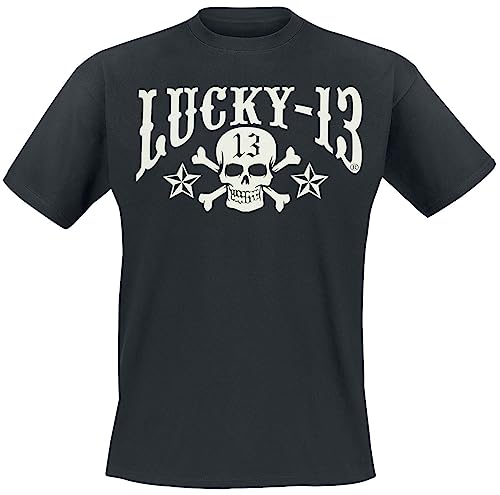 Lucky 13 Skull Stars Männer T-Shirt schwarz 3XL 100% Baumwolle Basics, Biker, Rockwear, Streetwear von Lucky 13