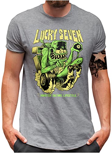 Lucky 7® T-Shirt | Herren | Drag Racing Hot Rod Monster Muscle Car 8 Ball | Grau, 5XL von Lucky 7