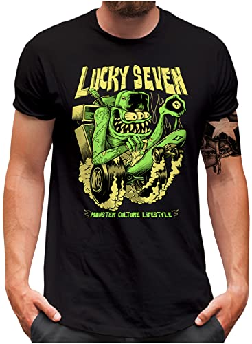 Lucky 7® T-Shirt | Herren | Drag Racing Hot Rod Monster Muscle Car 8 Ball | Schwarz, XXL von Lucky 7