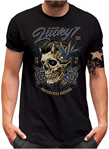 Lucky 7® T-Shirt - Herren - Skull from Hell Devil Motorcycle Motorrad Teufel - Schwarz, XXL von Lucky 7