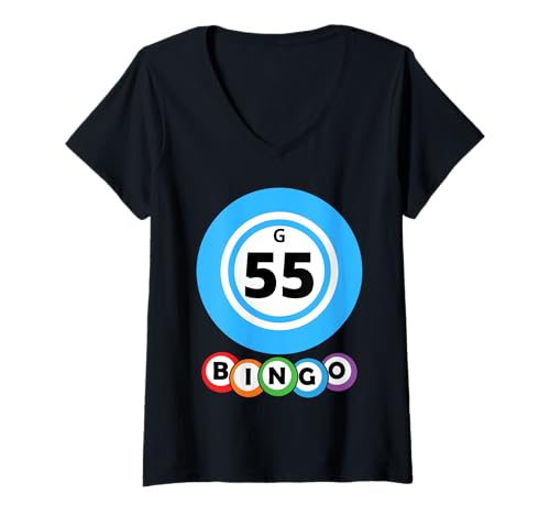 Damen Lucky Bingo G55 Group Bingo Kostüm T-Shirt mit V-Ausschnitt Damen Lucky Bingo G55 Group Bingo Kostüm T-Shirt mit V-Ausschnitt von Lucky Bingo G55 Group Crazy Bingo Costume