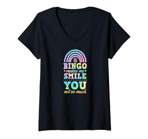 Damen Bingo bringt mich zum Lächeln Du bist nicht so sehr Bohemian Rainbow Happy T-Shirt mit V-Ausschnitt von Lucky Bingo Squad Merch for Senior Bingo Night