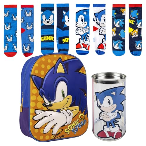 Lucky Boxer Sonic Kinderrucksack 3D Sonic + 4er-Pack Socken, Design Sonic, Größe 31-34, Kinder, 1 Stück, akustisch, 31-34, Casual Lucky Boxer Sonic Kinderrucksack 3D Sonic + 4er-Pack Socken, Design Sonic, Größe 31-34, Kinder, 1 Stück, akustisch, 31-34, Casual von Lucky Boxer