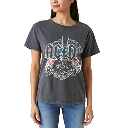 Lucky Brand Damen ACDC Boyfriend T-Shirt, Caviar, Groß von Lucky Brand