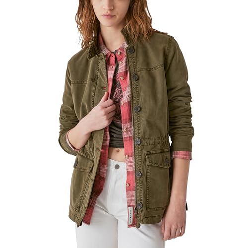 Lucky Brand Damen Lange Ärmel, Knopfleiste und Zwei Taschen Jacke, Olive Night, X-Large von Lucky Brand