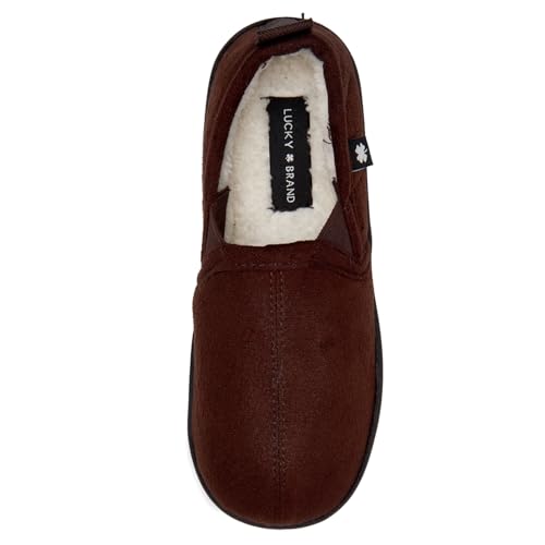 Lucky Brand Hausschuhe für Jungen aus Mikro-Wildleder in A-Linie – gemütlicher Komfort und stilvolles Design für kleine Füße, Schwarz, 2-3 Little Kid von Lucky Brand
