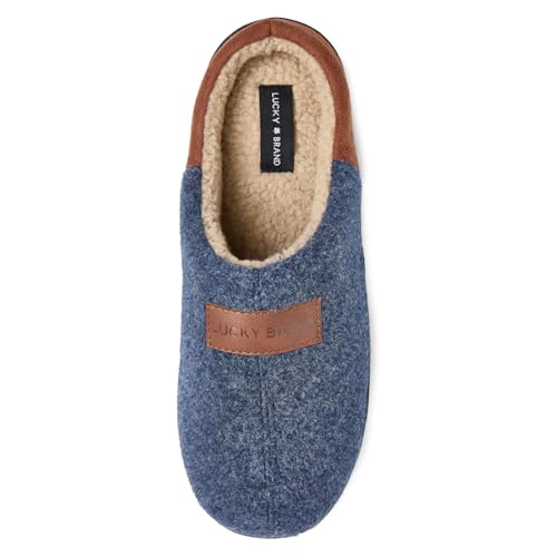 Lucky Brand Herren-Clog-Hausschuhe aus Fleece, zweifarbig, mit Aufnäher, Denim, Large von Lucky Brand