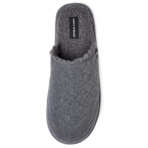 Lucky Brand Herren-Hausschuhe mit genähten Nähten, Dunkelgrau, Large Lucky Brand Herren-Hausschuhe mit genähten Nähten, Dunkelgrau, Large von Lucky Brand