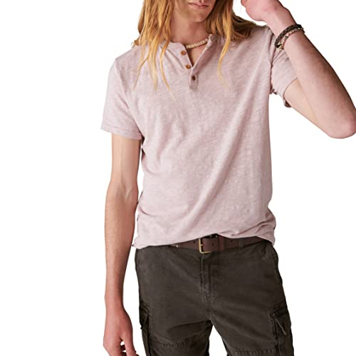 Lucky Brand Herren Henley Kurzärmliges Leinen T-Shirt, Mauve Schatten, XX-Large von Lucky Brand