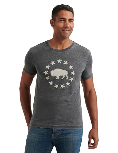 Lucky Brand Herren Kurzärmeliges Buffalo Rundhalsausschnitt T-Shirt, Schwarz (Jet Black), XL von Lucky Brand