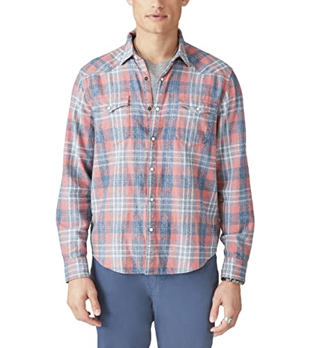 Lucky Brand Herren Westernhemd mit Karomuster, langärmelig, Indigo Plaid, X-Groß von Lucky Brand