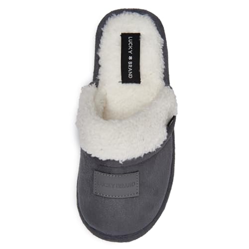 Lucky Brand Jungen Fleece Clog Micro Suede Tab Hausschuhe - Warme und bequeme Indoor-Schuhe, GRAU, 38 EU von Lucky Brand
