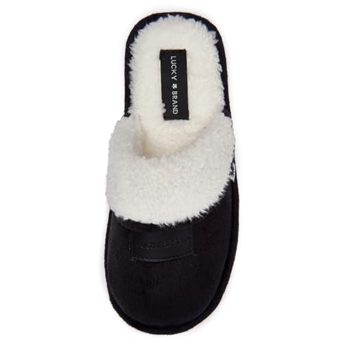Lucky Brand Jungen Fleece Clog Micro Suede Tab Hausschuhe - Warme und bequeme Indoor-Schuhe, Schwarz, 38 EU von Lucky Brand