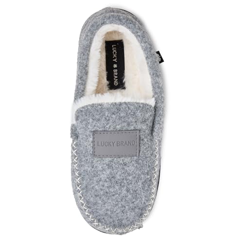 Lucky Brand Jungen Hausschuhe aus Kunstwolle mit Patch & Stitch, Lt.grey, 2-3 Little Kid von Lucky Brand