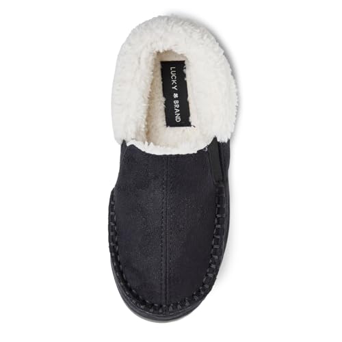 Lucky Brand Jungen Micro Suede Sherpa Clog Hausschuhe, Schwarz, 2-3 Little Kid von Lucky Brand