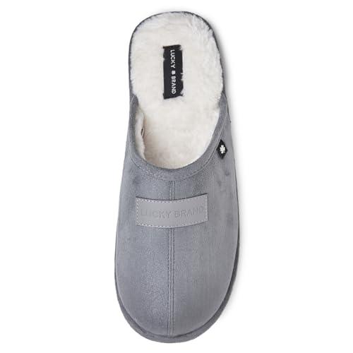 Lucky Brand Micro-Suede Scuff Indoor Hausschuhe für Herren mit Plüschfutter, GRAU, Large von Lucky Brand