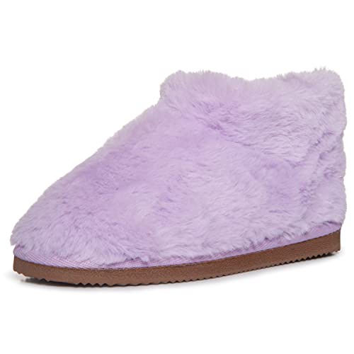 Lucky Brand Plüsch-Hausschuhe für Mädchen, flauschige Gummisohle, Schlafzimmer, Hausschuhe, kleine Kinder, gemütlich, flauschig, Hausschuhe, Stiefel, Lavander, 13 US Little Kid von Lucky Brand