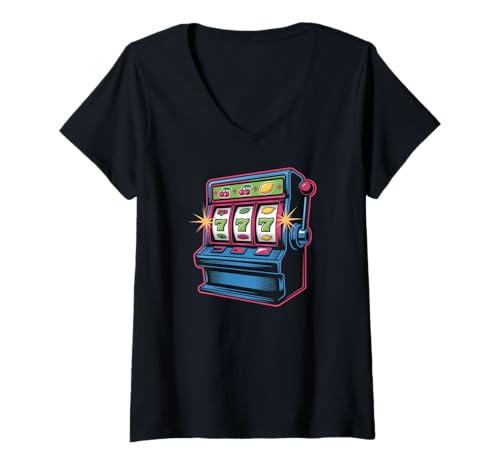 Damen Lucky 777 Spielautomat Casino Fun T-Shirt mit V-Ausschnitt Damen Lucky 777 Spielautomat Casino Fun T-Shirt mit V-Ausschnitt von Lucky Casino Slot Machine Jackpot