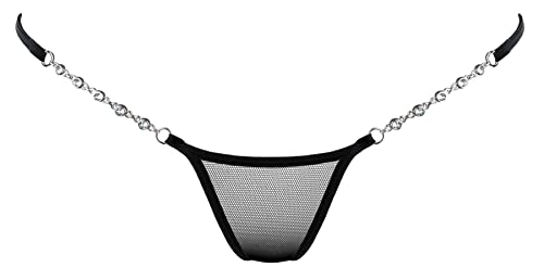 Lucky Cheeks Damen Luxus Micro V-String Transparent Black (S) von Lucky Cheeks