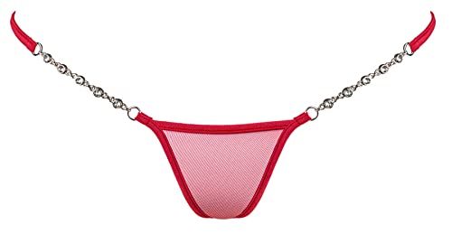 Lucky Cheeks Damen Luxus Micro V-String Transparent Red (M) von Lucky Cheeks