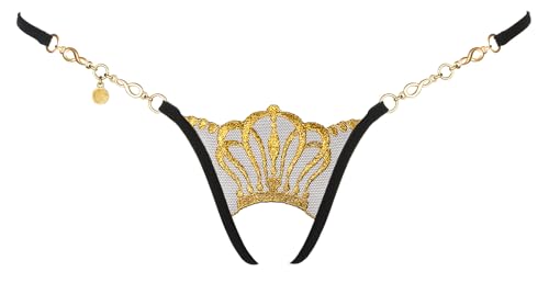 Lucky Cheeks Damen Luxus Mini G-String Ouvert Queen of Love Black (LC328QLB, DE/NL/SE/PL, Alphanumerisch, S, Regular, Regular) von Lucky Cheeks