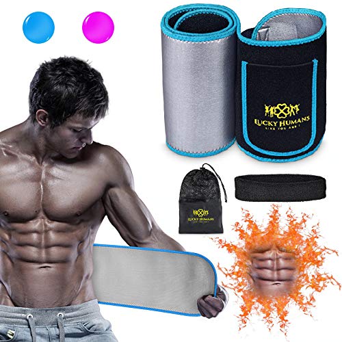 Lucky Humans® Hochwertiger Bauchweggürtel Herren Damen, Hula Hoop Gürtel, Schwitzgürtel, Bauchgürtel Neopren Nano Silber, Bauch Weg Trainer, Sweat Belt Waisttrainer von Lucky Humans