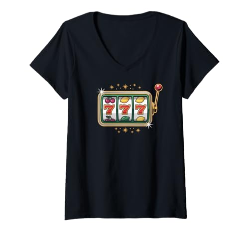 Damen Spielautomat Lucky Jackpot Design T-Shirt mit V-Ausschnitt Damen Spielautomat Lucky Jackpot Design T-Shirt mit V-Ausschnitt von Lucky Jackpot Casino Slots Gamer Winning