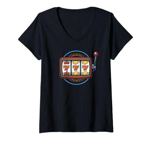 Damen Spielautomat Lucky Casino Vibes T-Shirt mit V-Ausschnitt Damen Spielautomat Lucky Casino Vibes T-Shirt mit V-Ausschnitt von Lucky Jackpot Machine Enthusiasts
