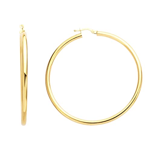 18k Gelbgold Creolen Ohrringe - Runder Draht 2,5 mm - Durchmesser 40 mm - Damen Schmuck 750/1000 Gold von Lucky One Bijoux