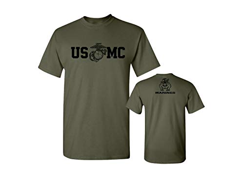 Lucky Ride Marine Corps Bull Dog Front and Back USMC Herren Military T-Shirt - Gr�n - Groß von Lucky Ride