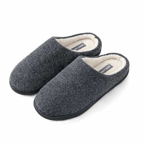 Lucky Sign Filzpantoffeln Herren Hausschuhe für den Alltag warme Pantoffeln Hausschuhe Damen,EU 44/45 - Dunkelgrau von Lucky Sign