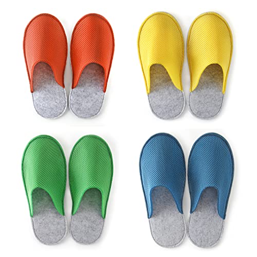 Lucky Sign Gästehausschuhe Set Mann und Frau Antirutsch Unisex Gästepantoffeln hochwertig, 4Paar - Netzstoff von Lucky Sign