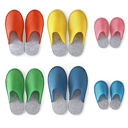 Lucky Sign Gästehausschuhe Set Mann und Frau Antirutsch Unisex Gästepantoffeln hochwertig, 6Paar - Netzstoff von Lucky Sign