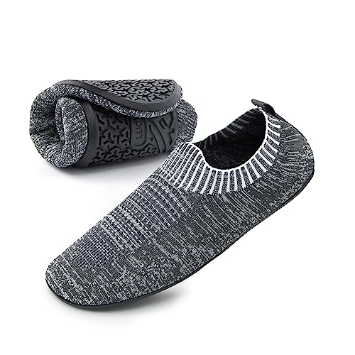 Lucky Sign Hausschuhe Herren Damen Leichte hüttenschuhe rutschfest Flache Pantoffeln Barfußschuhe Home Cozy Slippers,EU 42 - Dunkelgrau von Lucky Sign