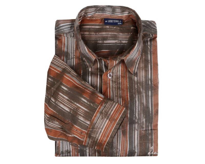 Lucky Star Langarmhemd XXL Langarmhemd Print braun-khaki-beige Lucky Star von Lucky Star