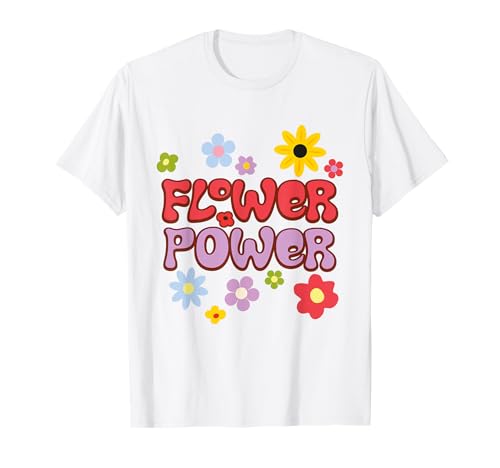 Lucky State Flower Power Retro T-Shirt Damen Weiß Kurzarm Crew-Ausschnitt S Lucky State Flower Power Retro T-Shirt Damen Weiß Kurzarm Crew-Ausschnitt S von Lucky State