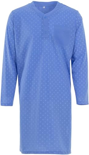 LUCKY Herren Nachthemd 1/1 Arm Druck mit Brusttasche Langarm Schlafshirt, Farbe:Blau, Größe:XXL von Lucky