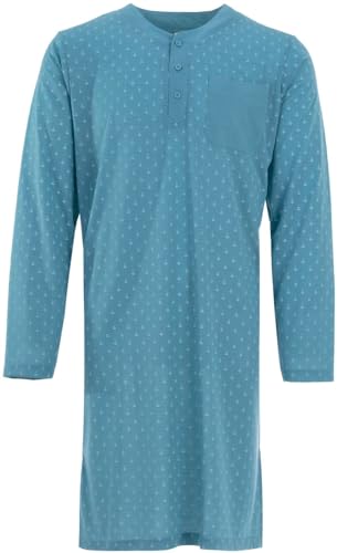 LUCKY Herren Nachthemd 1/1 Arm Druck mit Brusttasche Langarm Schlafshirt, Farbe:Grün, Größe:XL von Lucky