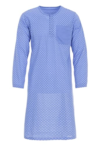 LUCKY Herren Nachthemd 1/1 Arm mit Brusttasche Langarm Schlafshirt, Farbe:Blau, Größe:L von Lucky